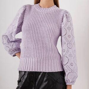 NWT Rails Lilac Dhalia Eyelet Lace Combo Sweater, Large